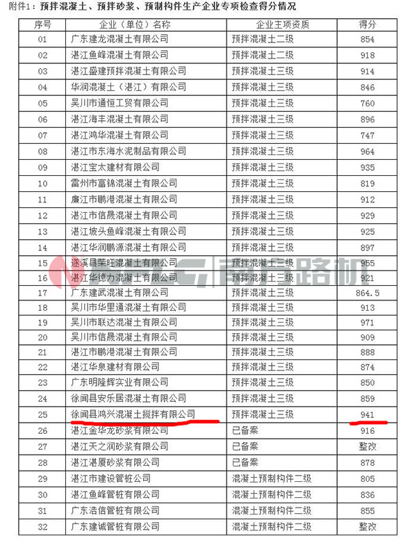 企业专项检查得分情况表